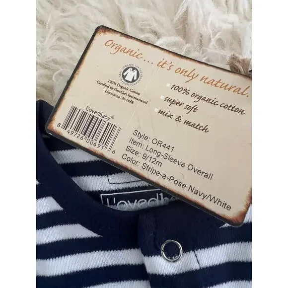 L’ovedbaby Organic Cotton Navy & Stripe Baby Outfit Lot 9pc NB–12M NWT Sleeper - Picture 8 of 8